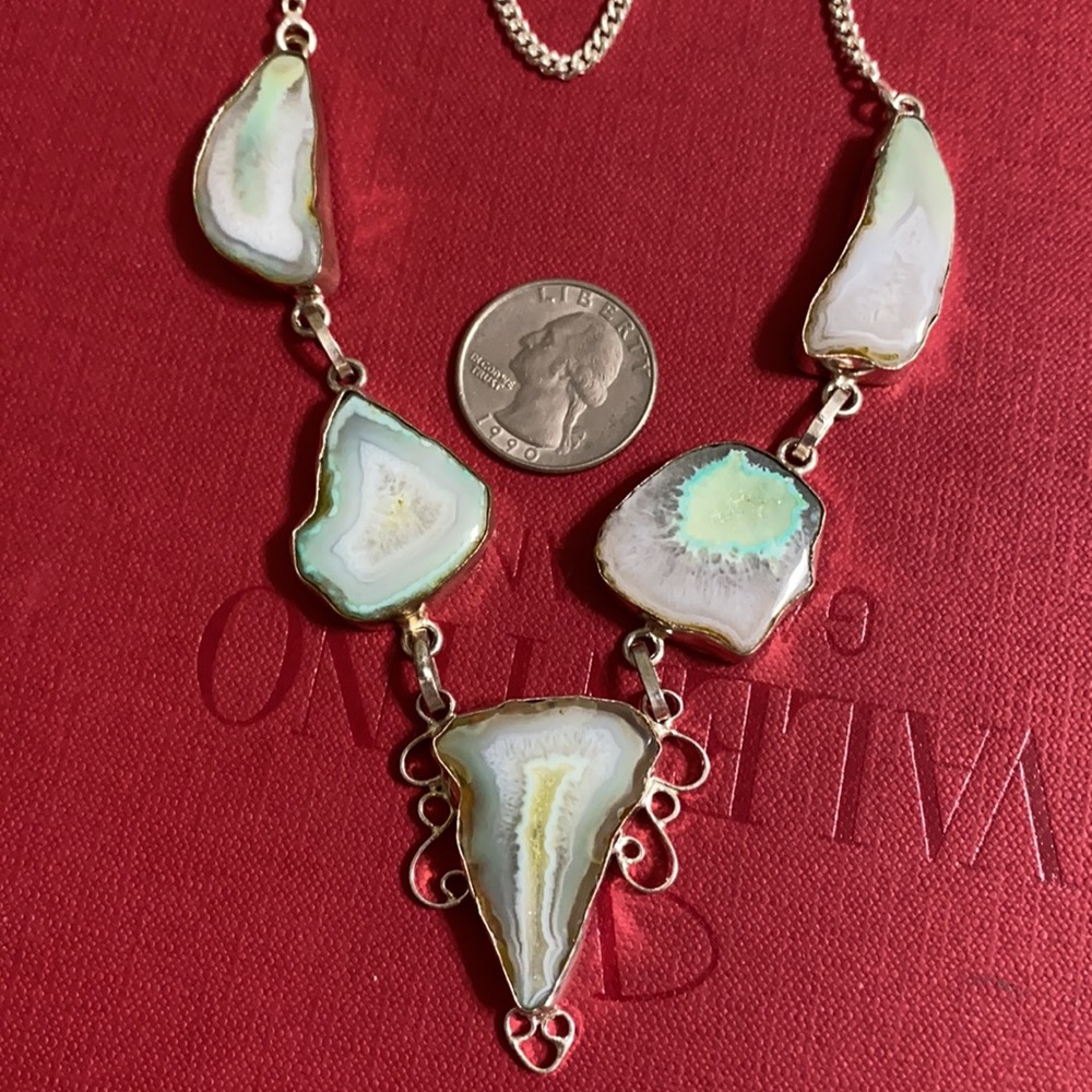 🖤RARE COLOR💕agate silver necklace - Picture 8 of 15
